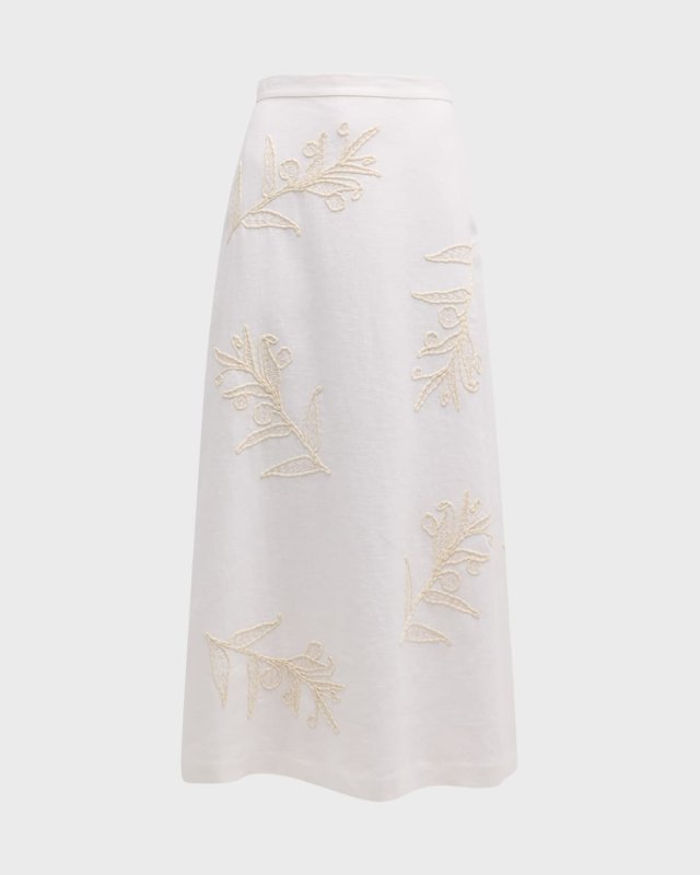 Embroidered A-Line Maxi Skirt