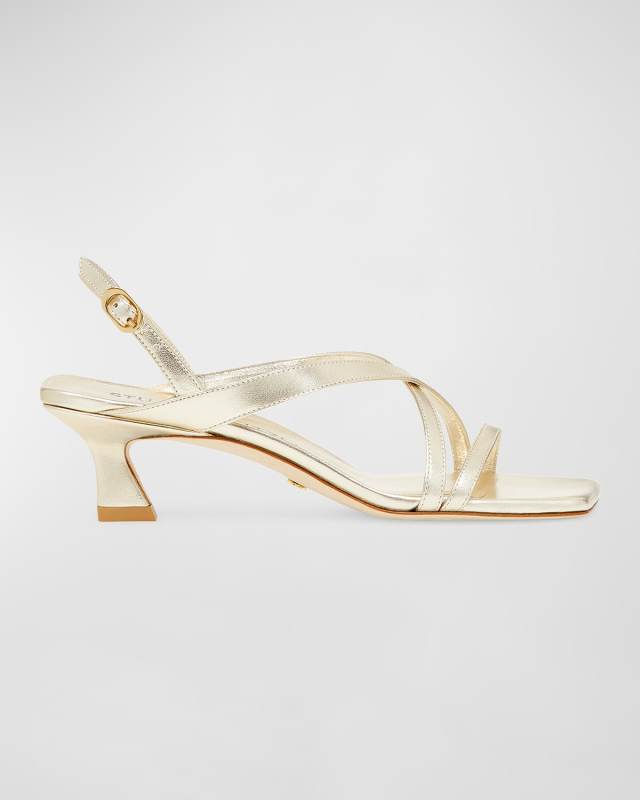 Oasis Metallic Kitten-Heel Slingback Sandals