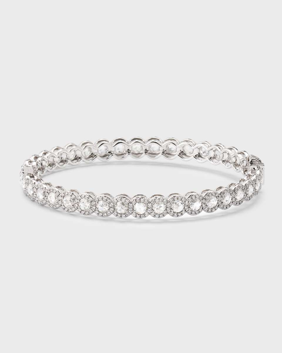 Scallop 18K White Gold Scallop Diamond Bangle, 5.75tcw