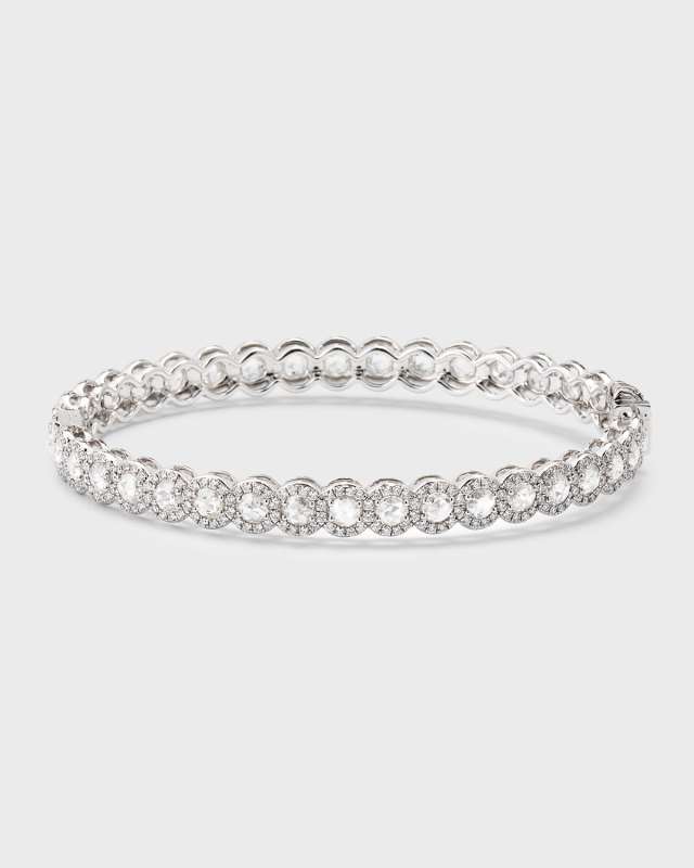 Scallop 18K White Gold Scallop Diamond Bangle, 5.75tcw