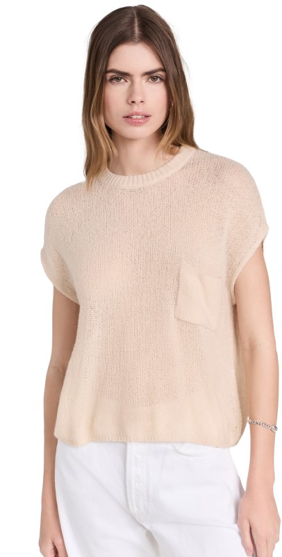 LNA Loma Semi Sheer Sweater Sand