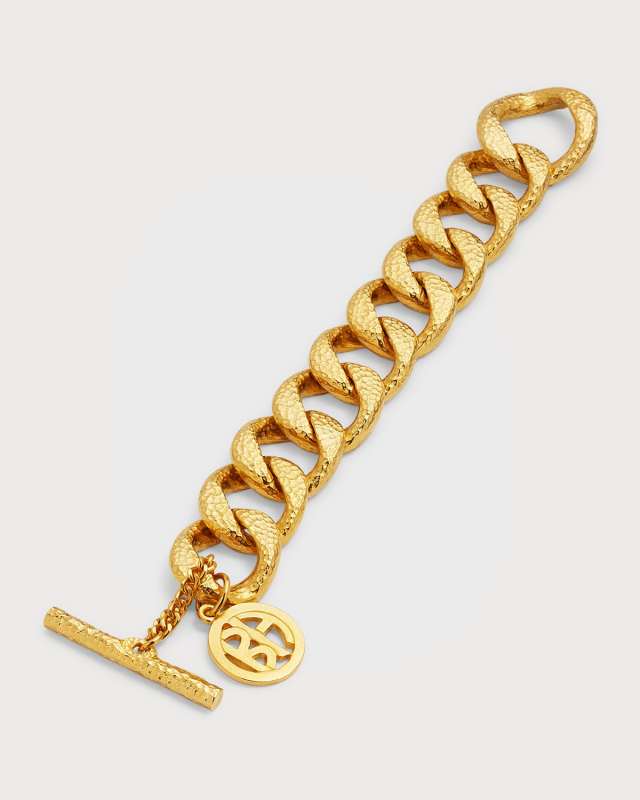 Gold Hammered Chain Bracelet
