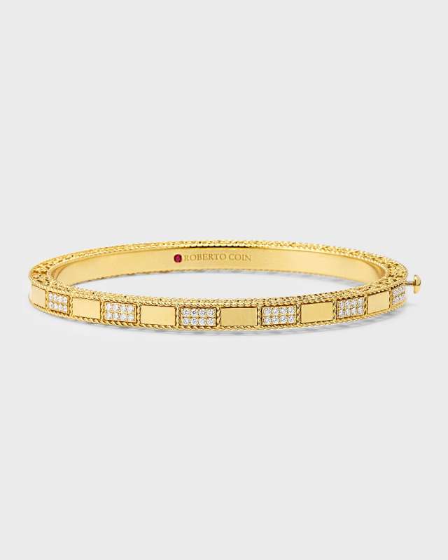 18K Petite Art Deco Bangle with Multi Diamond Stations