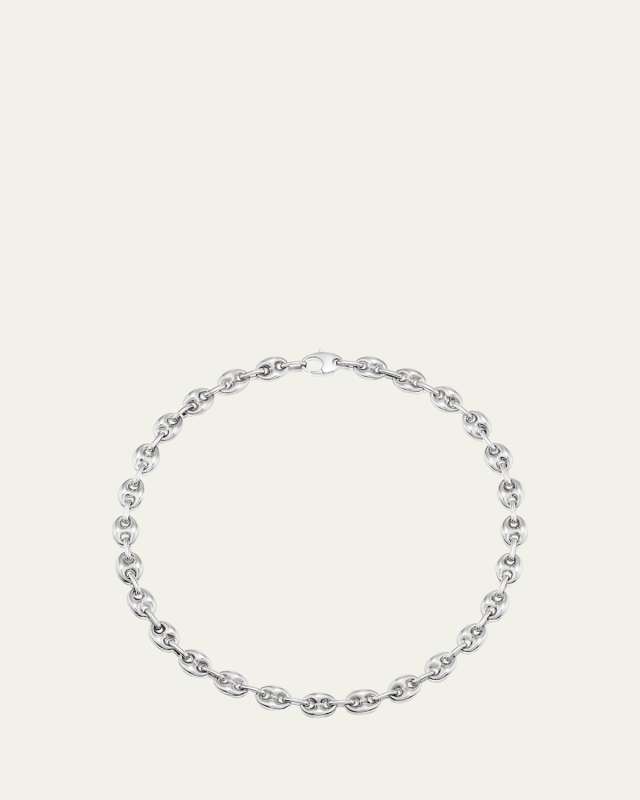 Sterling Silver Puffy Graduated Mariner Chain, 20"L