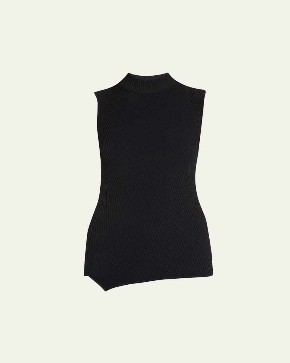Asymmetric Ribbed Knit Top