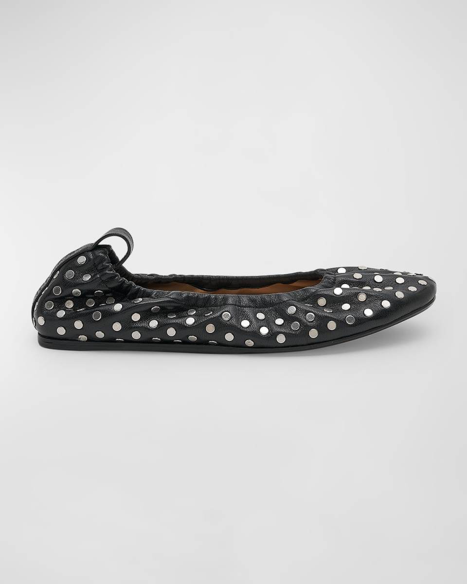 Belna Studded Leather Ballerina Flats