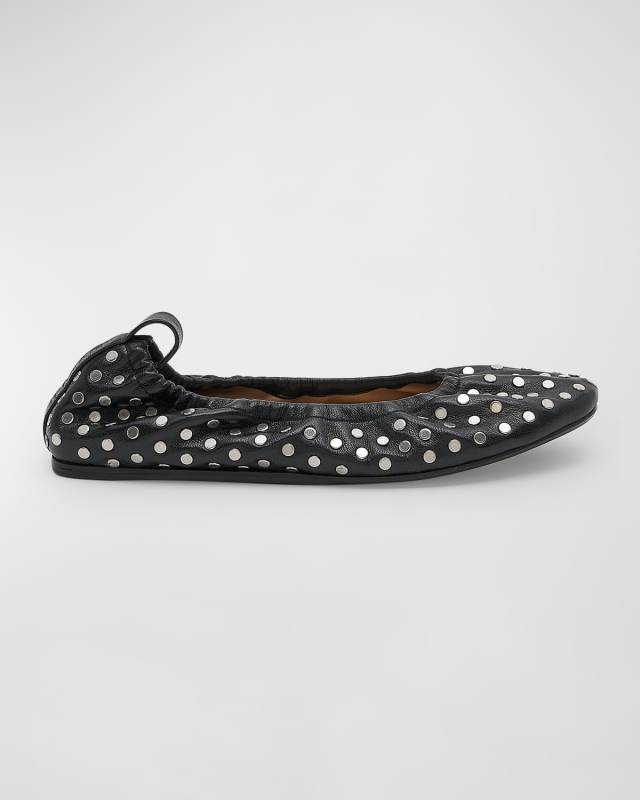 Belna Studded Leather Ballerina Flats