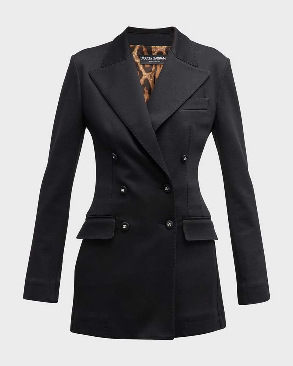 Long Tailored Blazer Jacket with Button Detail