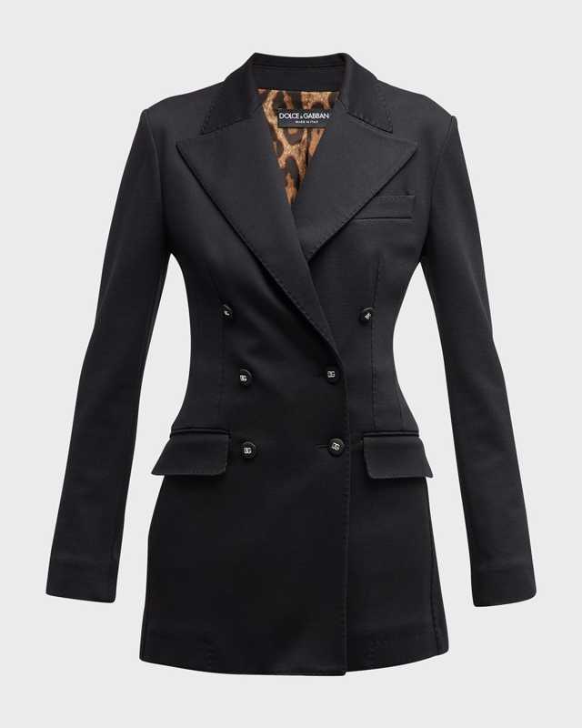 Long Tailored Blazer Jacket with Button Detail