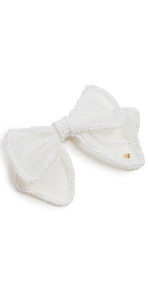 Lele Sadoughi Mary Pearl Embellished Bow Barrette Ivory