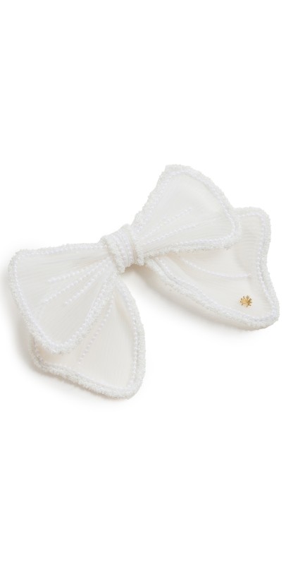 Lele Sadoughi Mary Pearl Embellished Bow Barrette Ivory