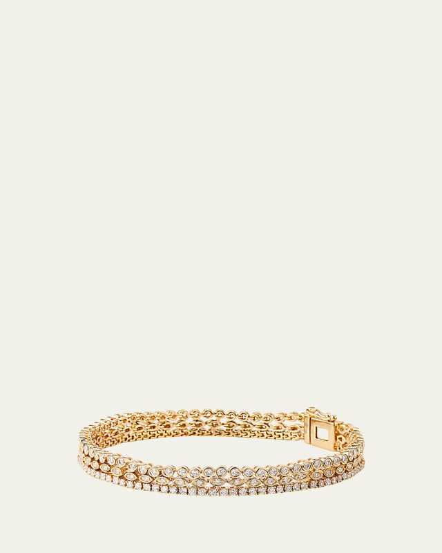 14K Yellow Gold Trio Chain Diamond Bracelet