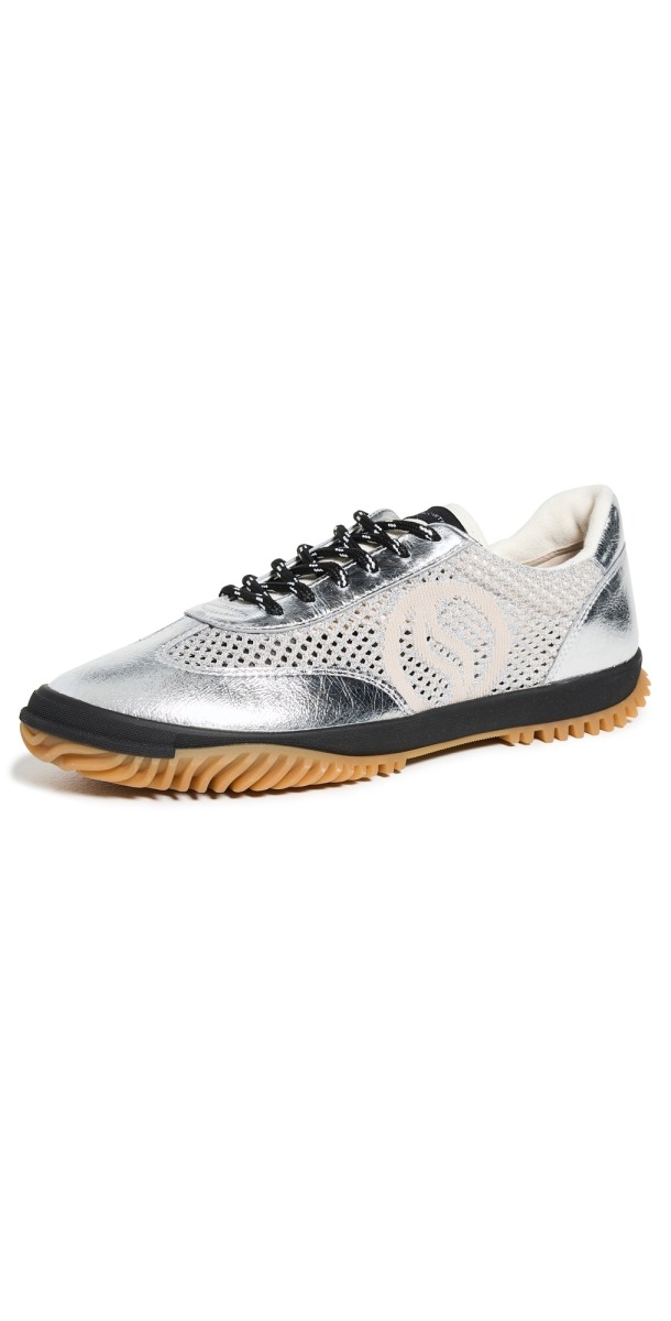 Stella McCartney S-Wave Sport Kneet Mesh Sneakers Silver Grey