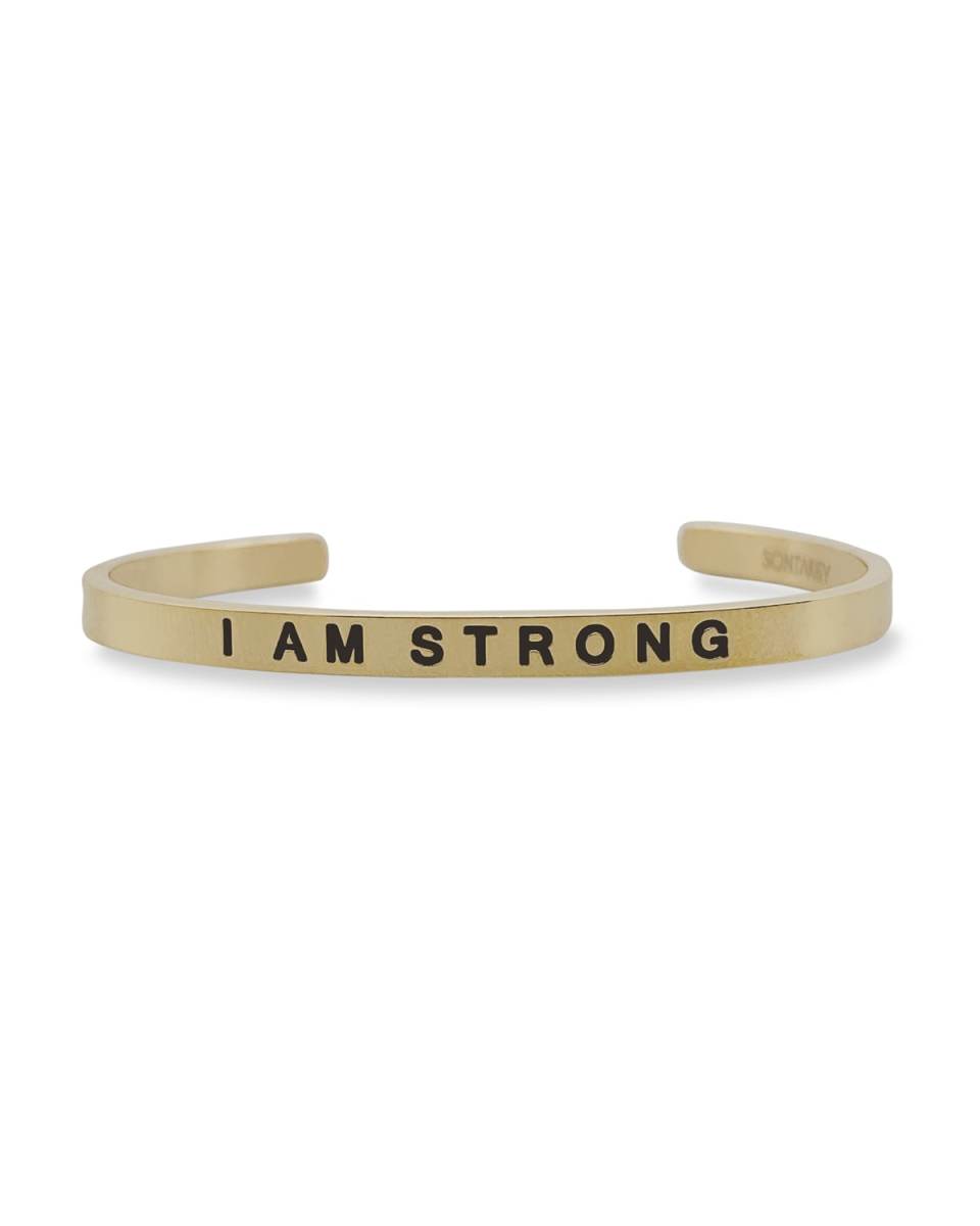 Girl's I Am Strong Engraved Bangle Bracelet