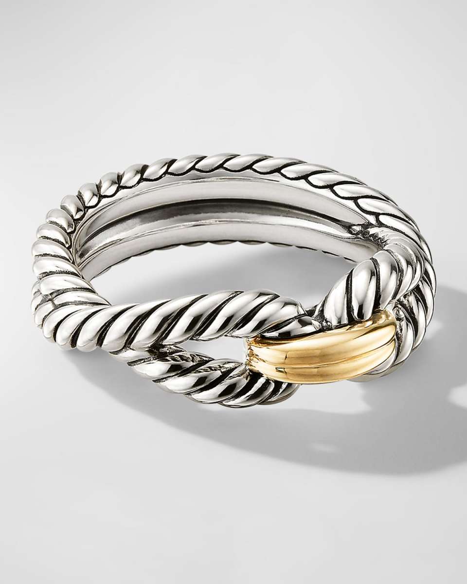 Cable Loop Ring in Silver with 18K Gold, 8mm