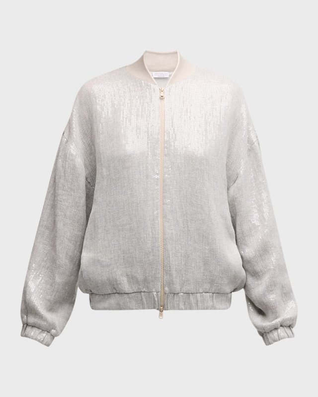 Paillette Embellished Bomber Jacket