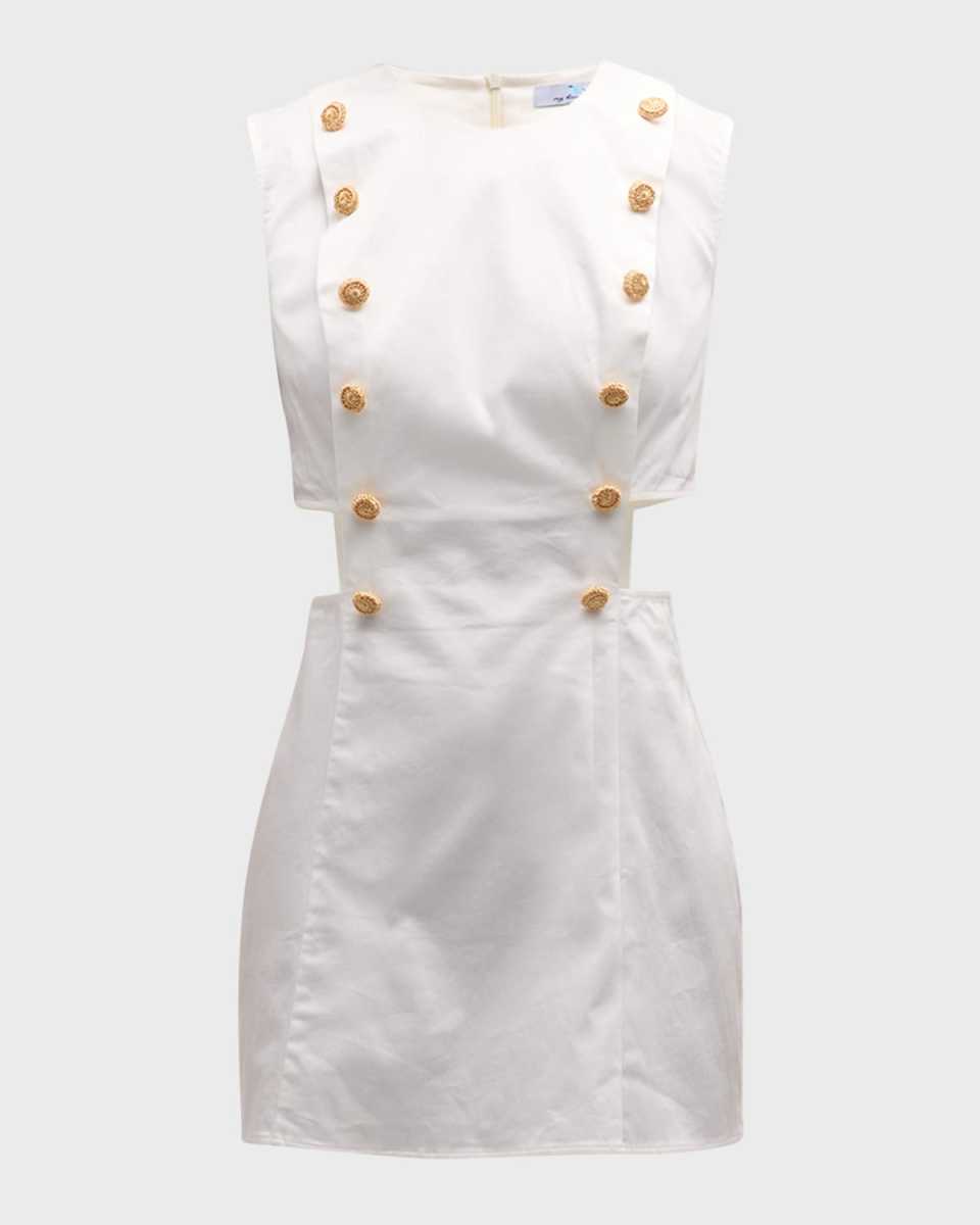 Cutout Mini Dress with Hand Crochet Buttons