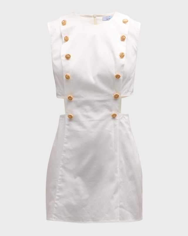 Cutout Mini Dress with Hand Crochet Buttons