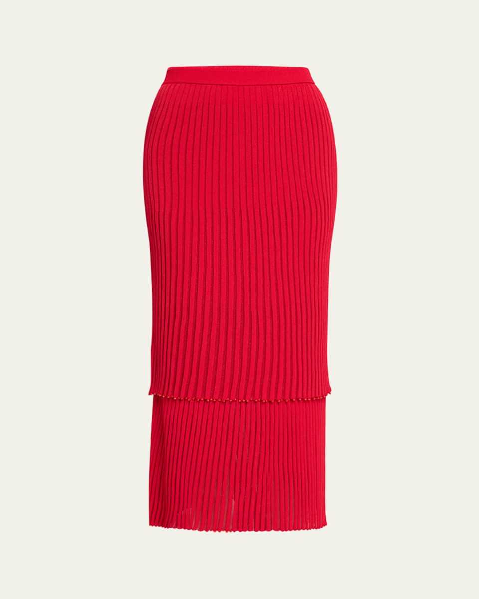 Ariana Long Two-Layer Beaded Pencil Skirt