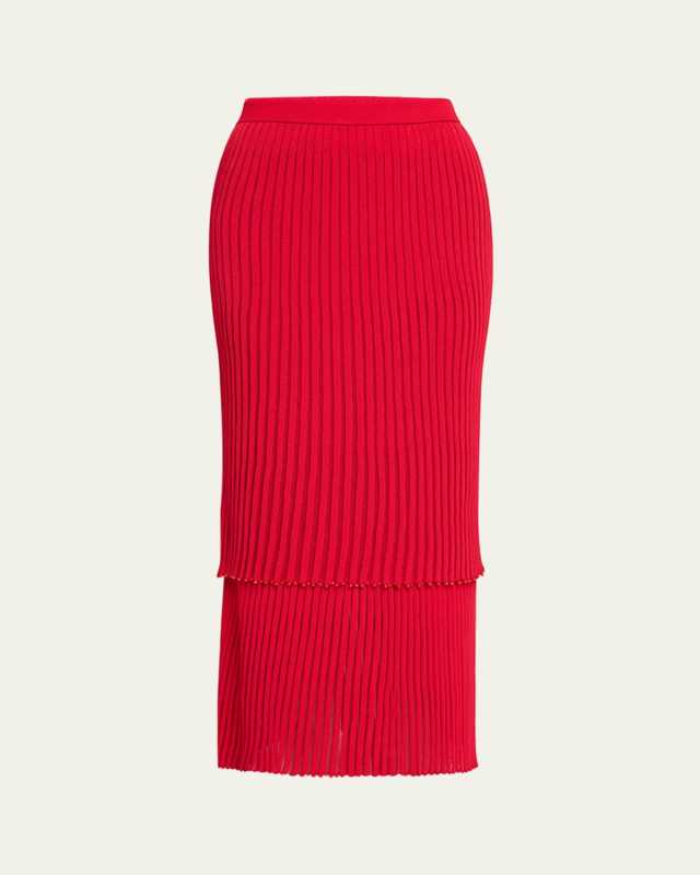 Ariana Long Two-Layer Beaded Pencil Skirt