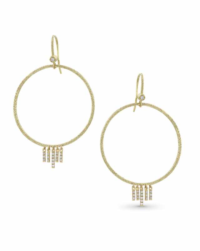 18k Gold Diamond Chevron Drop Earrings