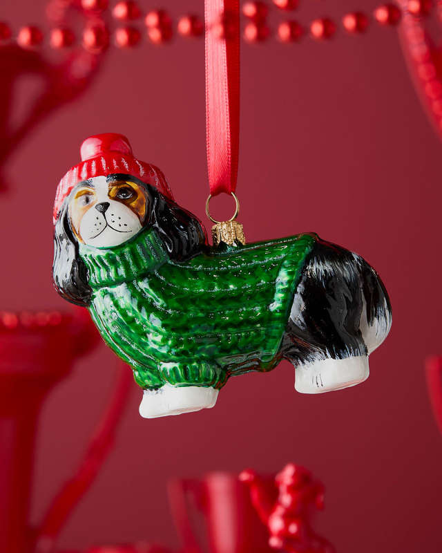Cavalier King W/ Sweater & Knit Hat Christmas Ornament