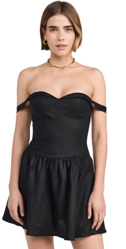 Reformation Sora Linen Dress Black