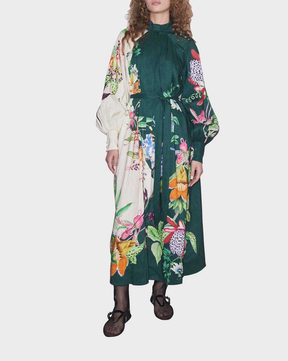 Aggie Belted Linen-Blend Maxi Shirtdress