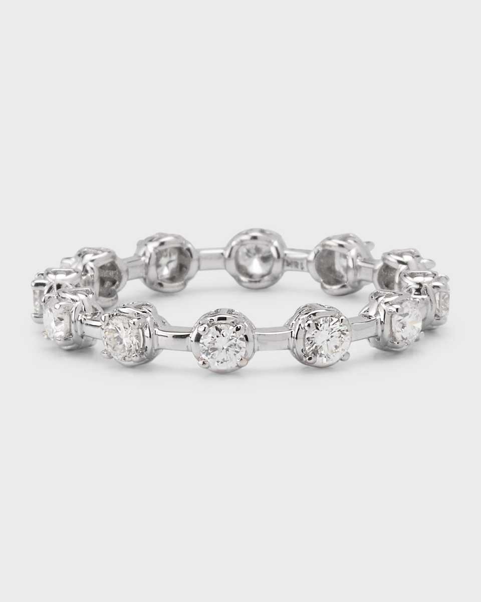 18K White Gold Micro Tri-Link II Ring with Diamonds, Size
