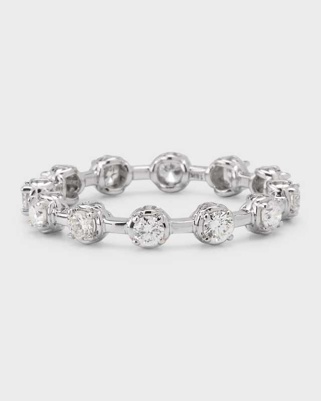 18K White Gold Micro Tri-Link II Ring with Diamonds, Size