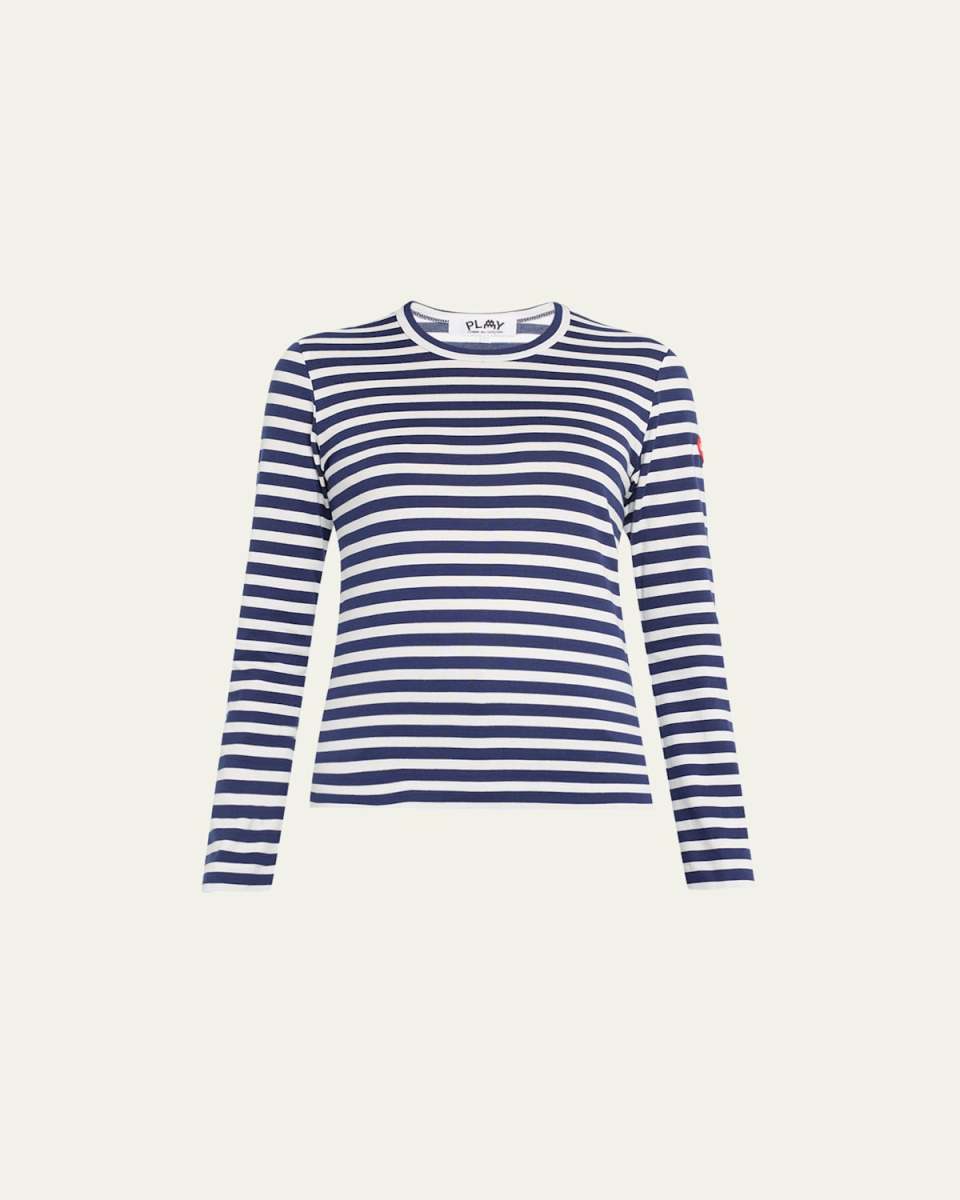 Long-Sleeve Striped Heart Logo T-Shirt