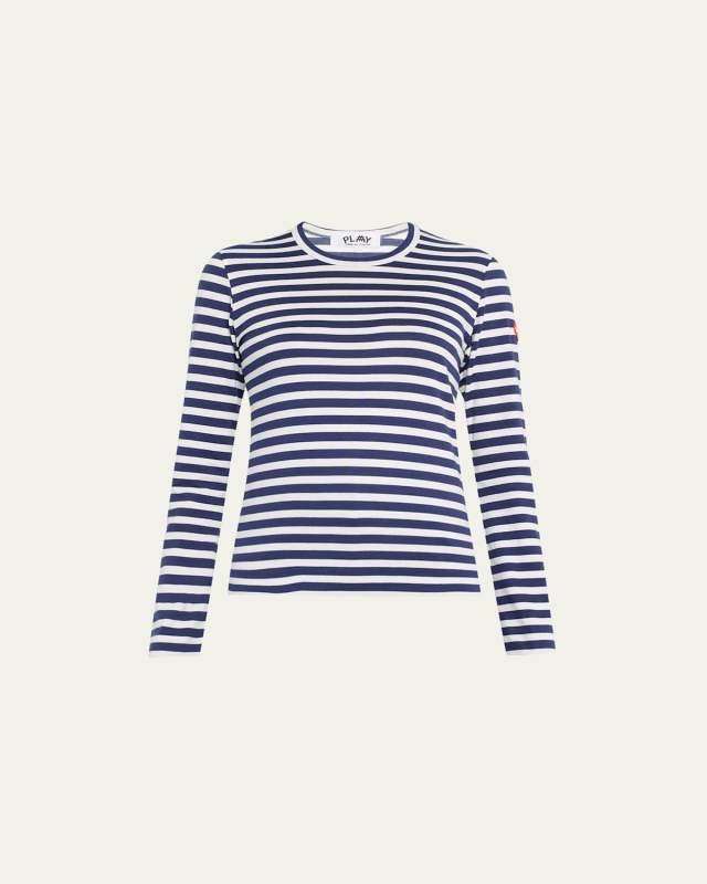 Long-Sleeve Striped Heart Logo T-Shirt