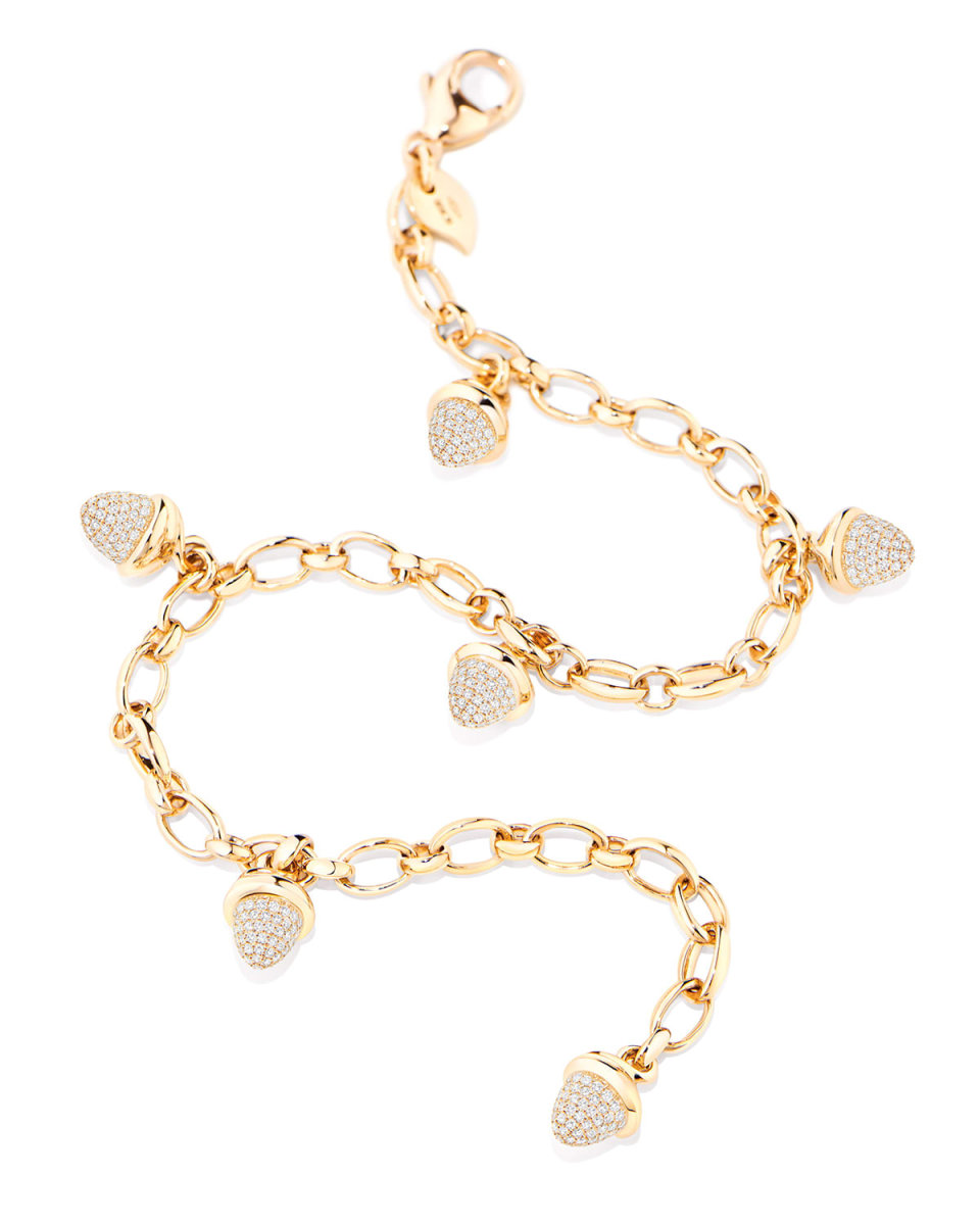 Mikado 18k Diamond Pave Charm Bracelet