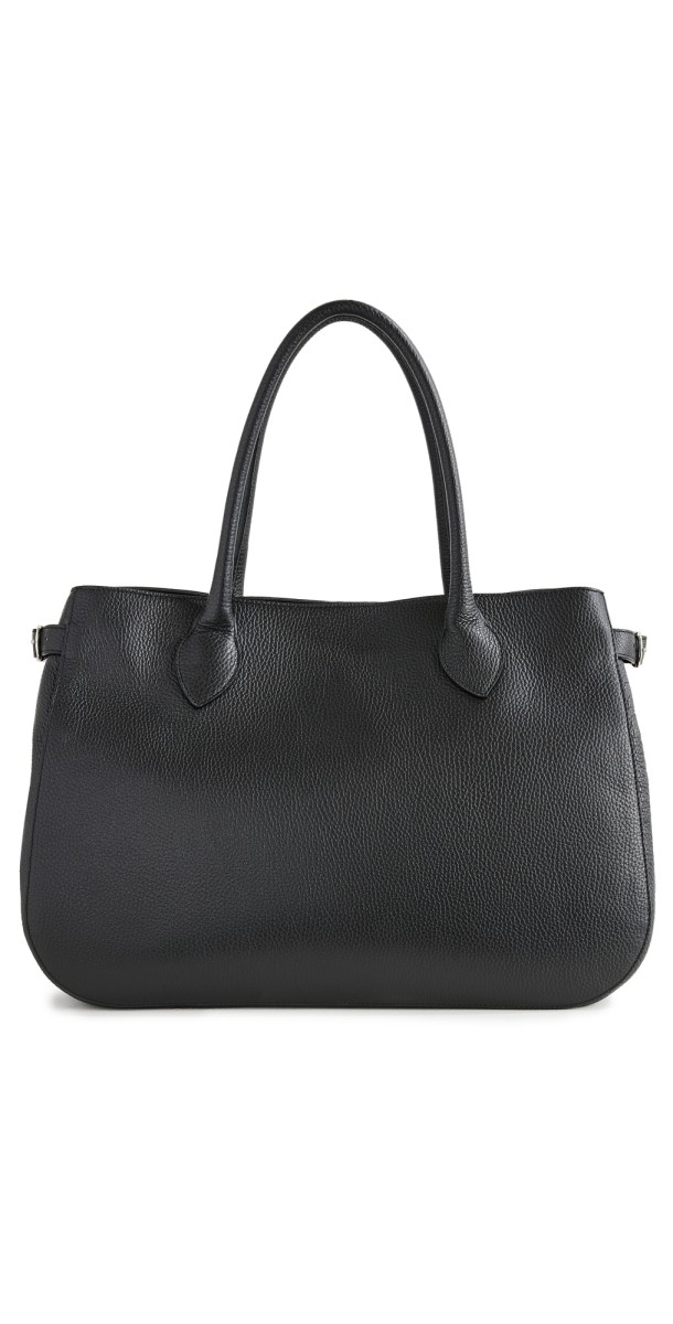 Reformation Oversized Patrizia Bowling Bag Black Leather