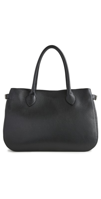 Reformation Oversized Patrizia Bowling Bag Black Leather