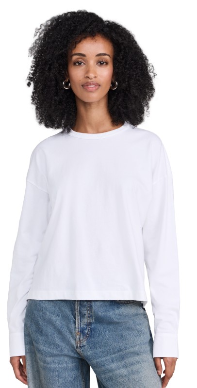 ATM Anthony Thomas Melillo Heavyweight Jersey Mixed Media Top White