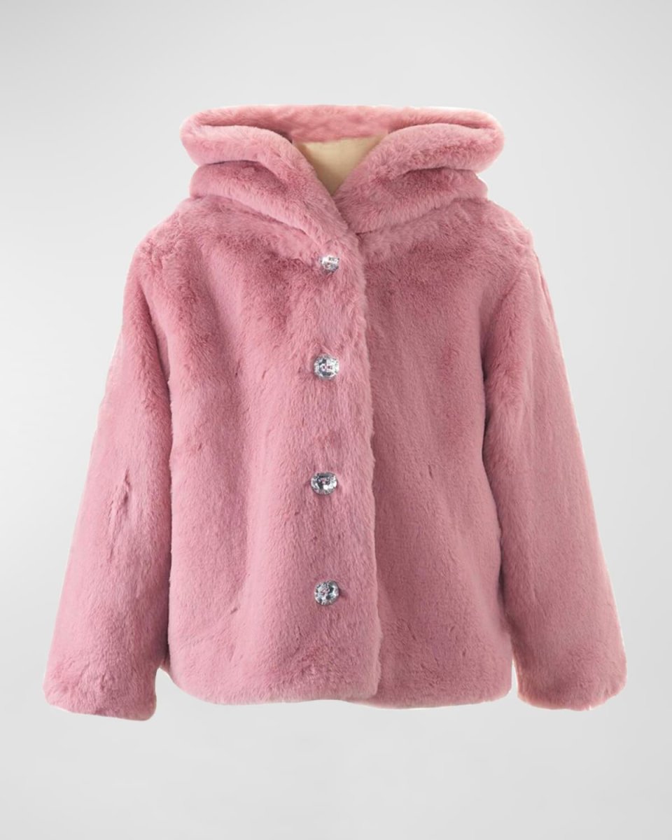 Girl's Faux Fur Hooded Jacket, Size 2-10