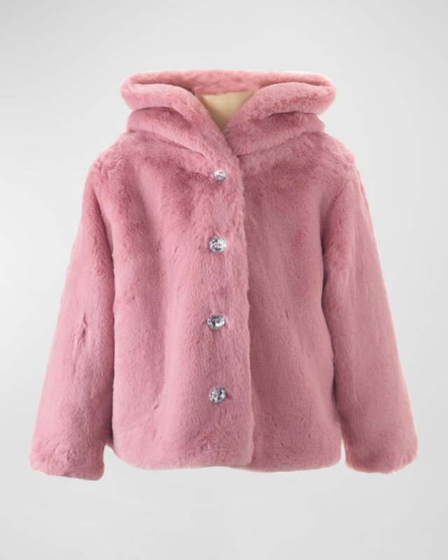 Girl's Faux Fur Hooded Jacket, Size 2-10