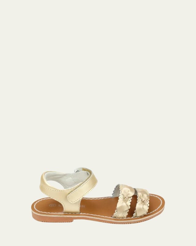 Girl's Josie Scalloped Bow Leather Sandals, Baby/Toddlers/Kids