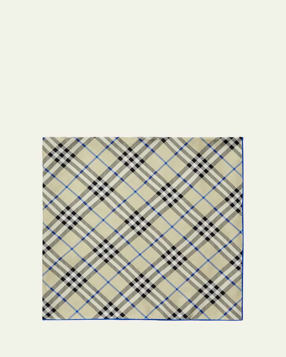 Check Silk Twill Square Scarf