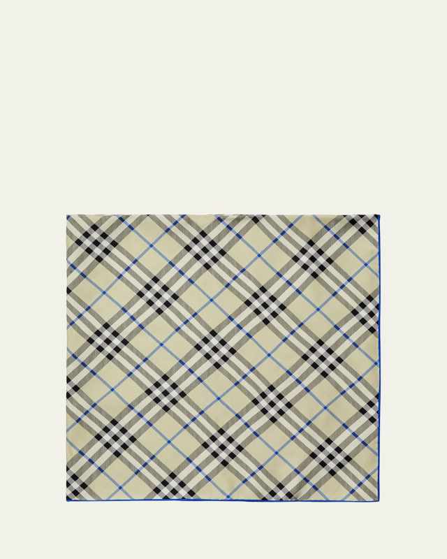 Check Silk Twill Square Scarf