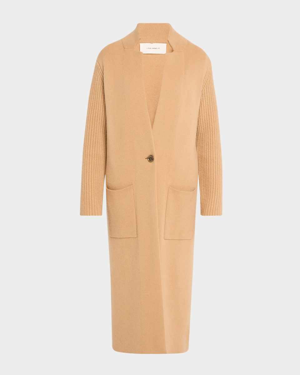 Feifei Ribbed-Sleeve Cashmere Cardigan Coat