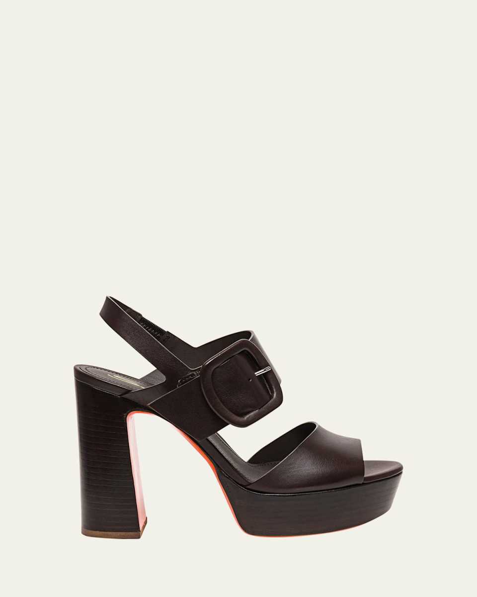 Bruxel Leather Buckle Platform Sandals
