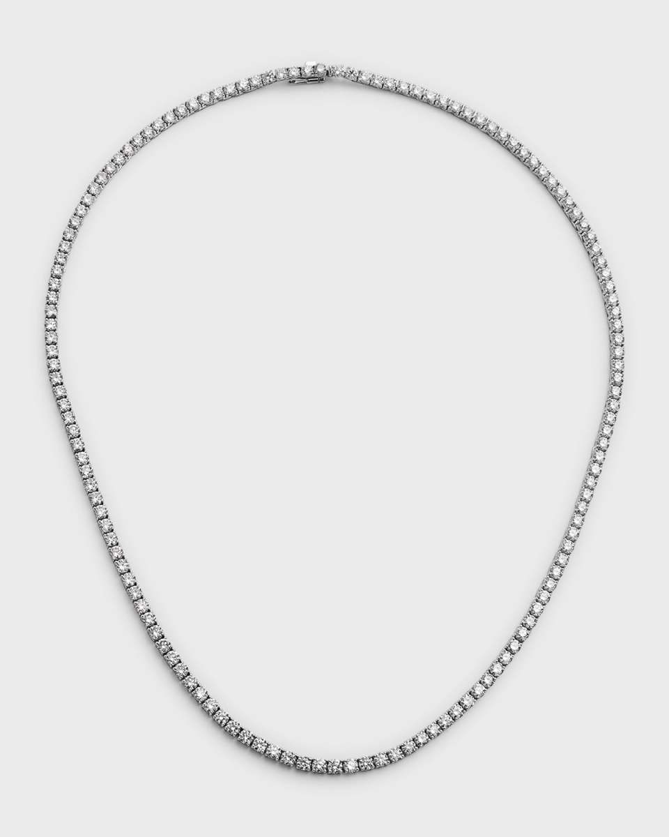 18K White Gold FG-SI1 Diamond Tennis Necklace, 16"L