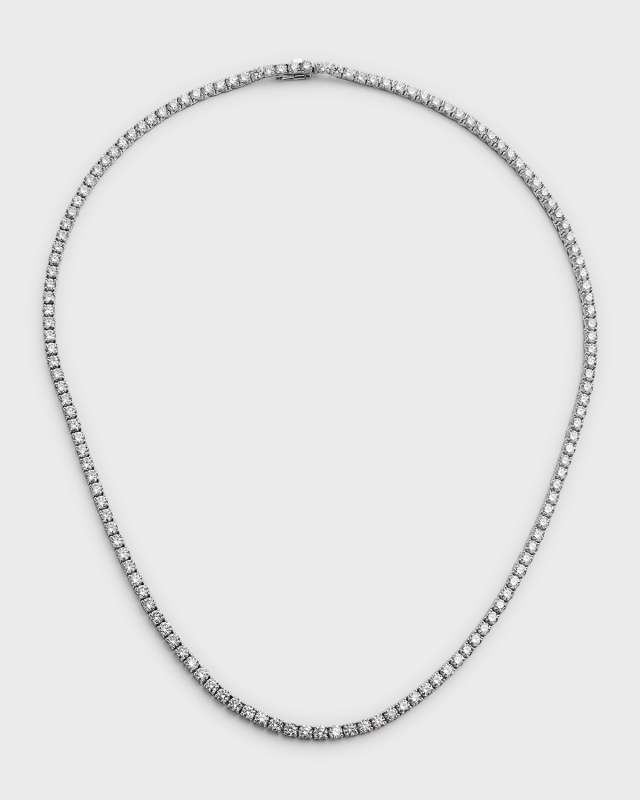 18K White Gold FG-SI1 Diamond Tennis Necklace, 16"L