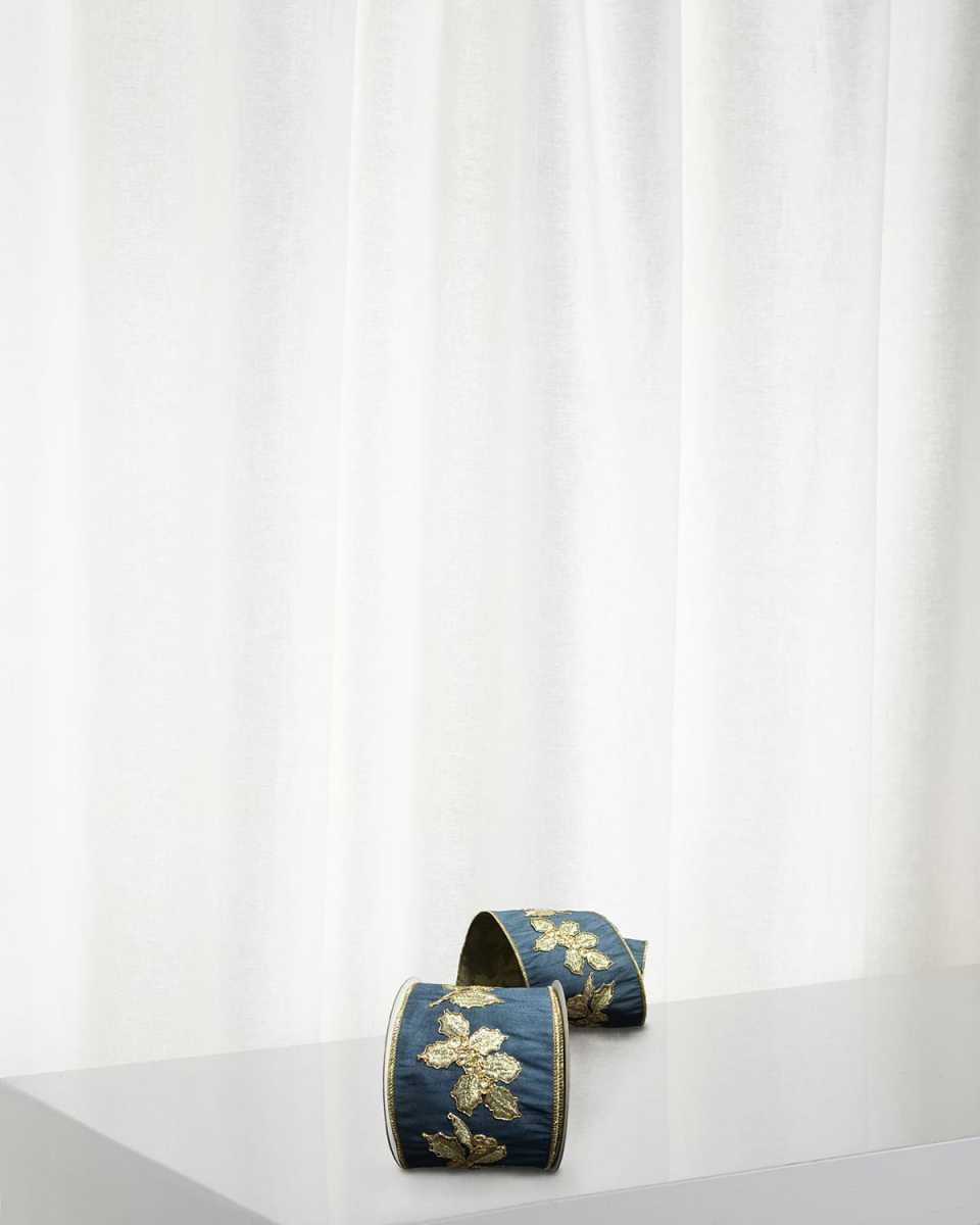 Glitter Holly Embroidered Ribbon, 4"W x 10 Yards