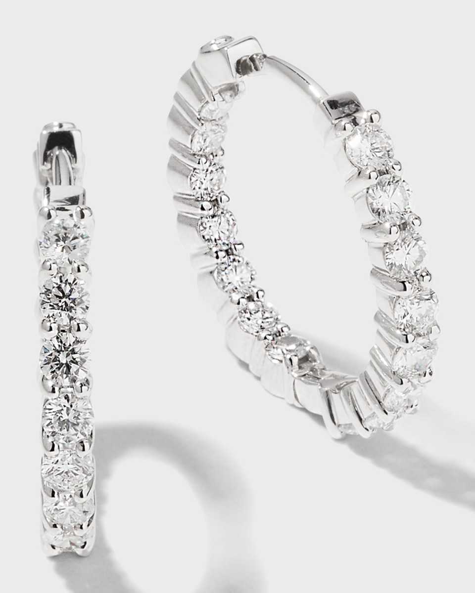 23mm White Gold Diamond Hoop Earrings, 2.35ct