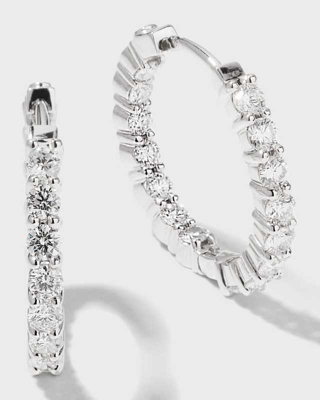 23mm White Gold Diamond Hoop Earrings, 2.35ct