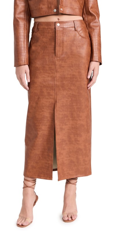 WAYF Roberta Midi Skirt Brown