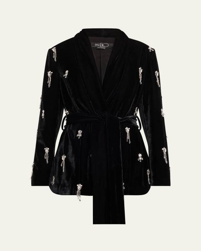 Hand-Beaded Velvet Kimono Jacket